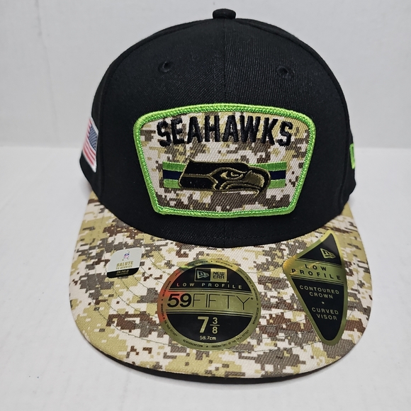 Seattle Seahawks New Era 2021 Salute To Service Low Profile 59FIFTY Hat 7-3/8 - Picture 2 of 6